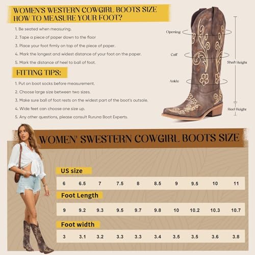 Image of Cowboy Boots for Women, Pointed Toe Chunky Heel | All-day walking comfort design, versatile for daily outfits, country music festivals and western style occasions