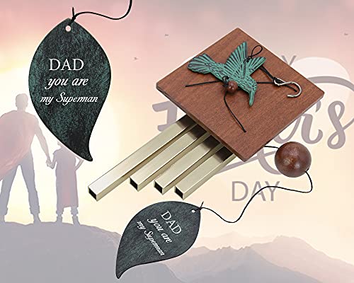 Image of ASTARIN Personalized Wind Chimes for Father, Grandfather, Small Wind Chimes Outdoor, Hummingbird Wind Chime, Father's Day, Birthday Gift from Daughter, Son