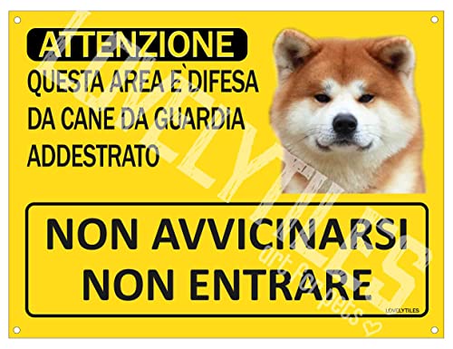 LOVELYTILES Akita Inu Cartello Targa ATTENZIONE