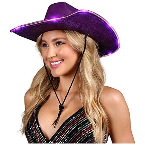 FlashingBlinkyLights Shiny Light Up Purple Cowboy Hat Cover