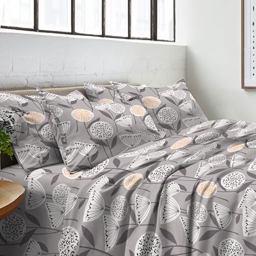 Cotton Comfort Bedding 3PCS Double Duvet Cover Set, 100% Egyptian Cotton, 400 Thread Count, Floral Printed Double Bedding Set with Pillowcase