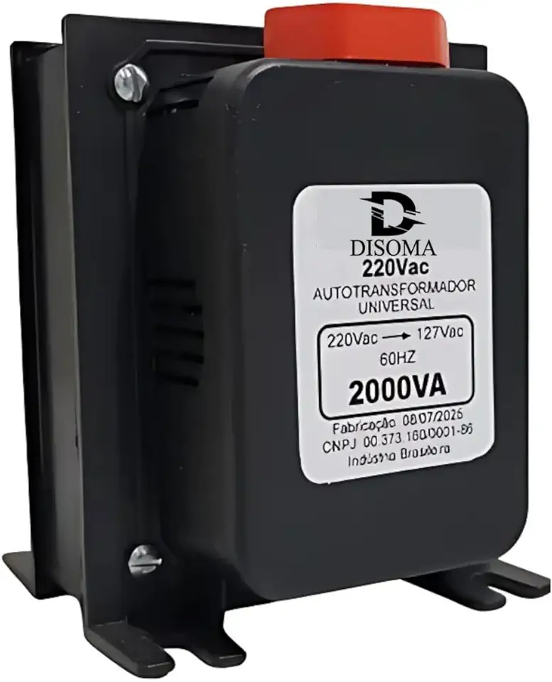 Transformador de Voltagem 2000VA Disoma Bivolt 110V para 220V e 220V para 110V Com Protetor Térmico Suporta até 1100W como ventiladores, geladeiras, frigobares e máquinas de lavar.