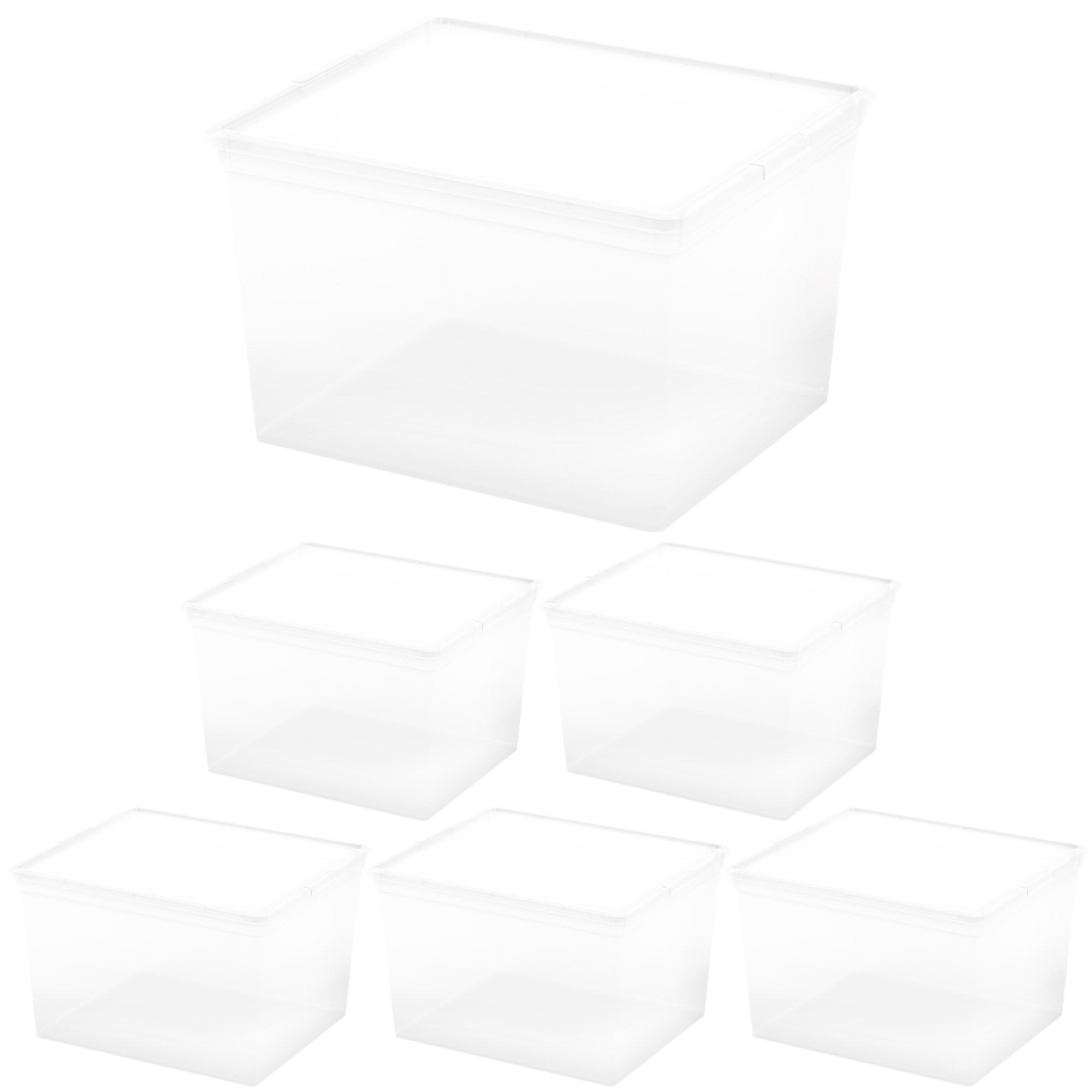 Curver Pack 6 Cajas de Almacenaje con Tapa C-Box 27L, Transparente, Apilables, Orden para hogar, Armarios, Vestidores y Trasteros, Cierre seguro, Identificación Contenido, Resistente y Duradera (240)