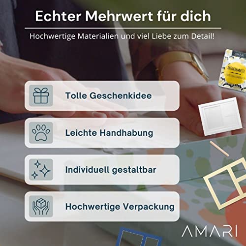 Amari ® Pfotenabdruck Set – Abdruckset für Tiere mit Buchstaben, Zahlen und Bilderrahmen – Pfotenabdruck Set Hunde Pfotenabdruck Set Katze Geschenk für Hundebesitzer Erinnerung Hund Bilderrahmen