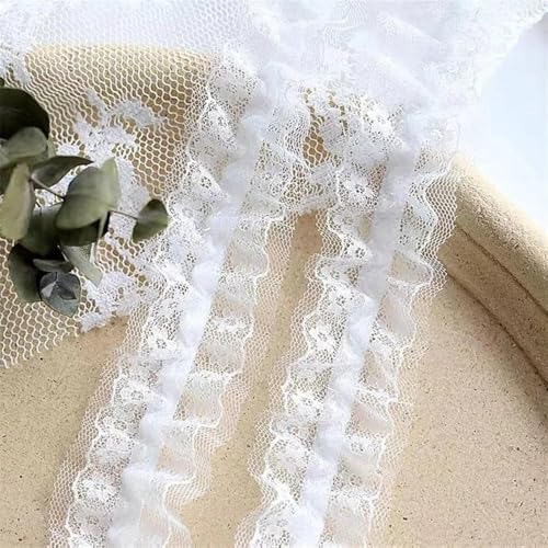 Dentelle tulle extensible brodé de 4cm large ruban Bianco élastique