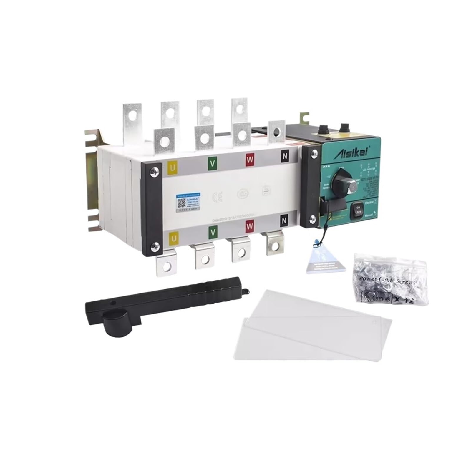 JNURGWLYH ATS Dual Power Automatic Transfer Switch 4P 100A 250A 300A 630A AC220V Working Voltage for Generator Parts(400A 4P)