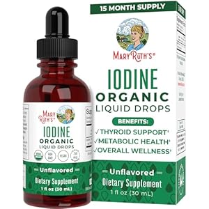 MaryRuth Organics Iodine Liquid Drops | Potassium Iodide | 1 Year Supply | 450 Servings | Thyroid Health | USDA Organic| Vegan | Non-GMO | Gluten Free | 1 Fl Oz