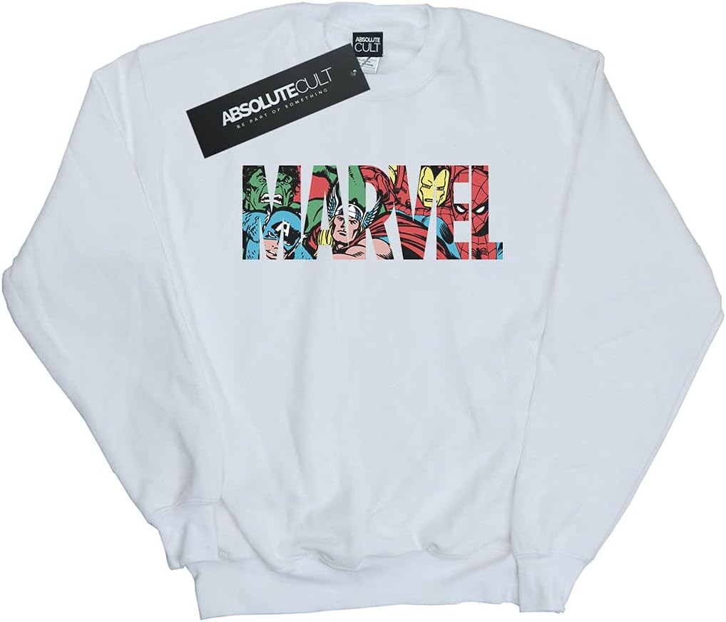 Marvel Comics Boys Logo Character Infill Sweatshirt White 12-13 years