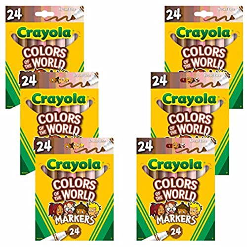 Image of Crayola Colors of the World Markers - 6 Pack (24ct), Bulk Skin Tone Marker Set for Kids, Art Marker, Classroom Must Have, Ages 3+