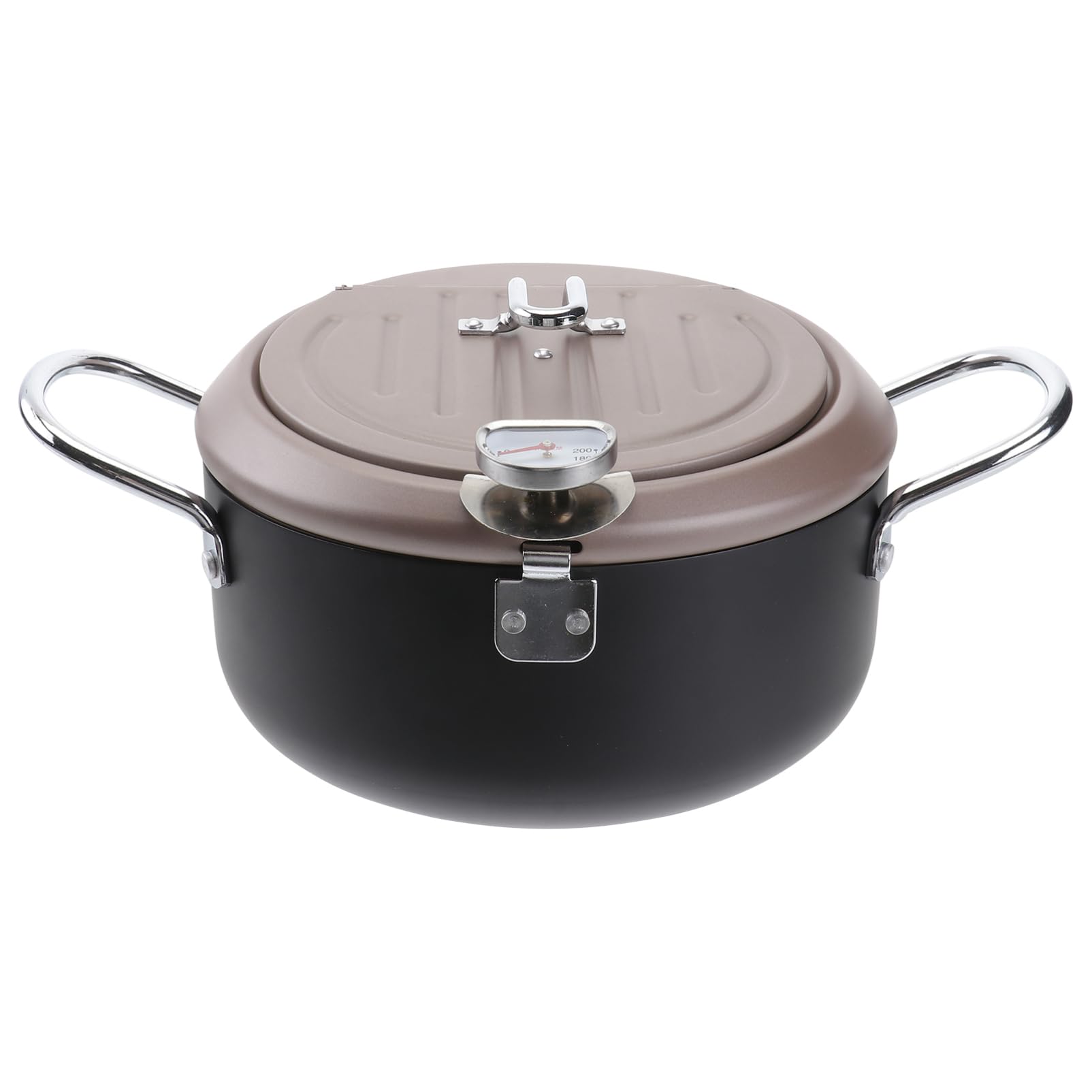 GLEAVI Japanese Style Frying Pot with Cover and Oil Filter Holder Tempura Fryer with Detachable Thermometer Nonstick Cooking Tools for Easy Cleanup Compatible with Gas