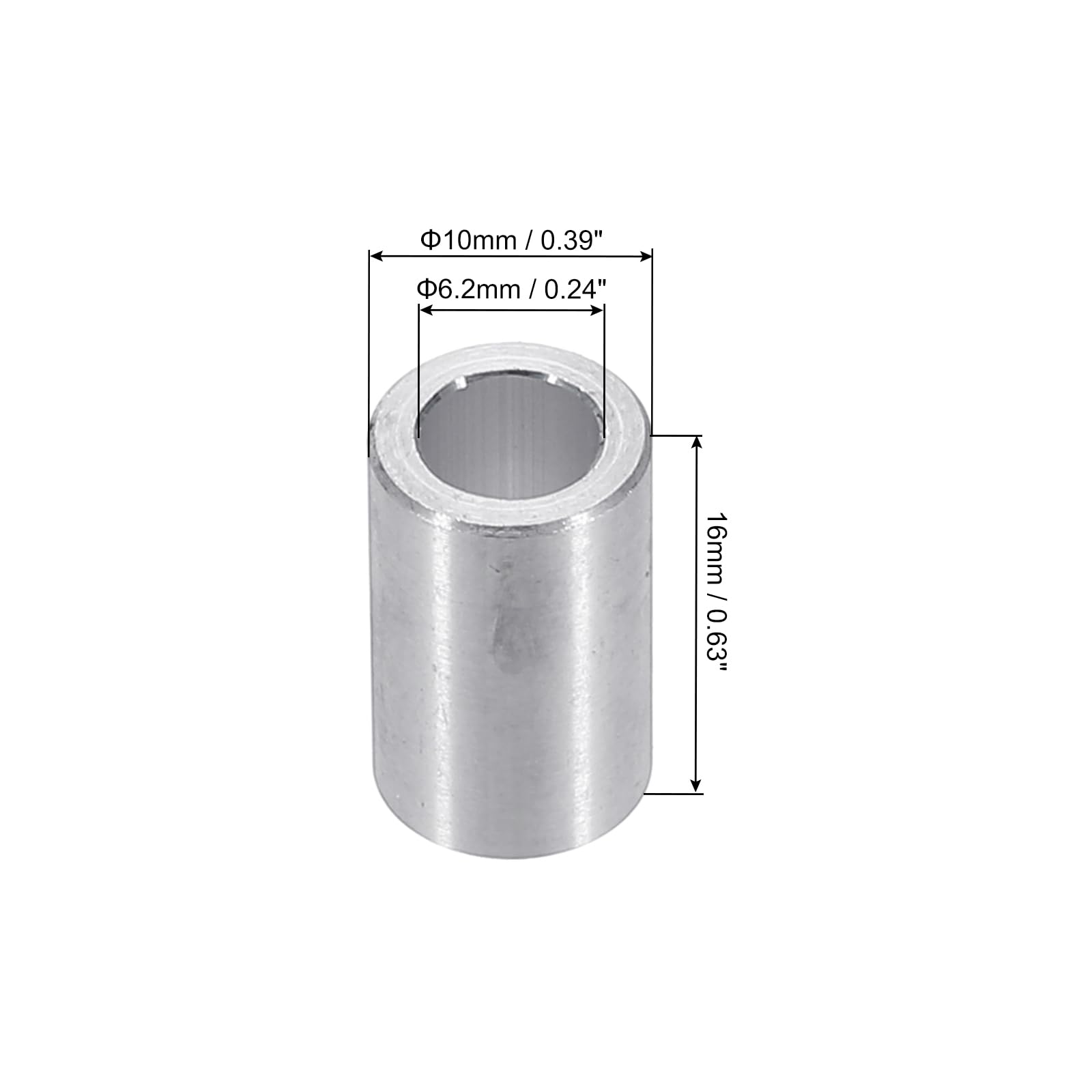PATIKIL M6 Aluminum Spacers, 6pcs 1/4" x 3/8" Round Metal Spacers for 1/4 or M6 Screw Bolts - Image 2