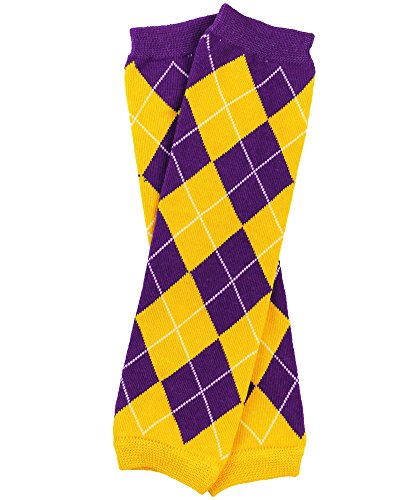 juDanzy Sport Team Fan baby & toddler leg warmers in a variety of colors (One Size (12 pounds to 10 years), Team Purple and Gold Argyle)