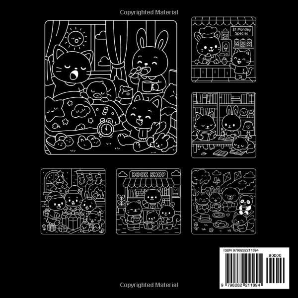 Miniatura 2 de Cozy Moments Black Paper Coloring Book Cute Animals for Neon Pens and Gel Markers