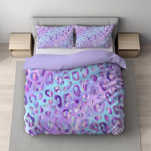 Housse de couette 240x260 durable et réversible motif léopard
