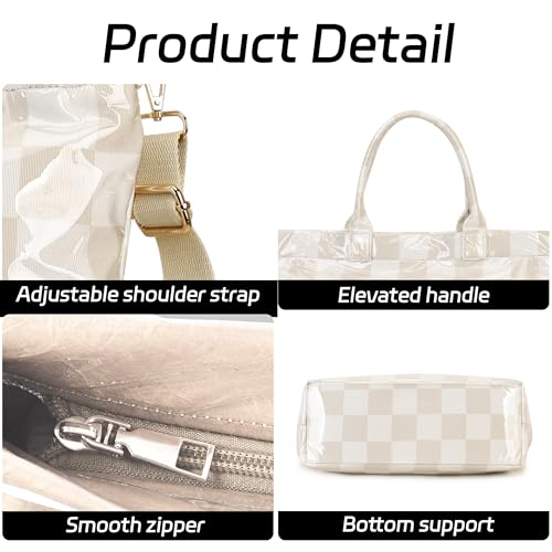 Image of GISMTR Large PVC Tote Bag for Women Letters Print Handbags Kraft Paper Shoulder Bag for Work Travel