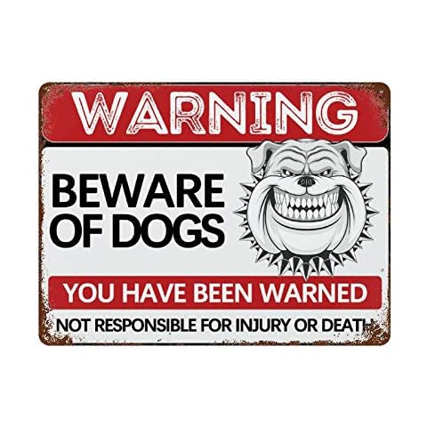 BAIWIFE Beware of Dog Sign, Dog Warning Sign for Outdoor, Vintage Rusty Metal Sign 12 in x 15 in Cover