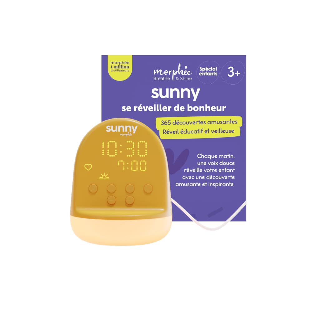 Sunny Morphée Réveil Enfant 365 Découvertes Audio Veilleuse Jour/Nuit 3-10 Ans Prise Secteur