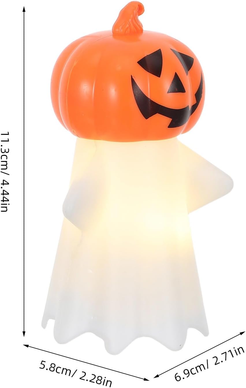 Toddmomy 4pcs Halloween Ghost Lantern Night Light, Decorative Ghost Pumpkin Figurine, LED Spooky Tabletop Lamp for Kitchen Tabletop Mantel Party Home Decorations