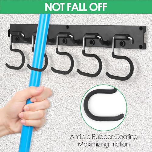 Gaethra Gartengerätehalter, 4 x 40cm Gerätehalter Wand, Gartengeräte Aufhängung Grau, Wandhalterung Gartengeräte mit Anti-Rutsch Gummierung, für Garage, Garten, Abstellraum, Geräteschuppen, Keller