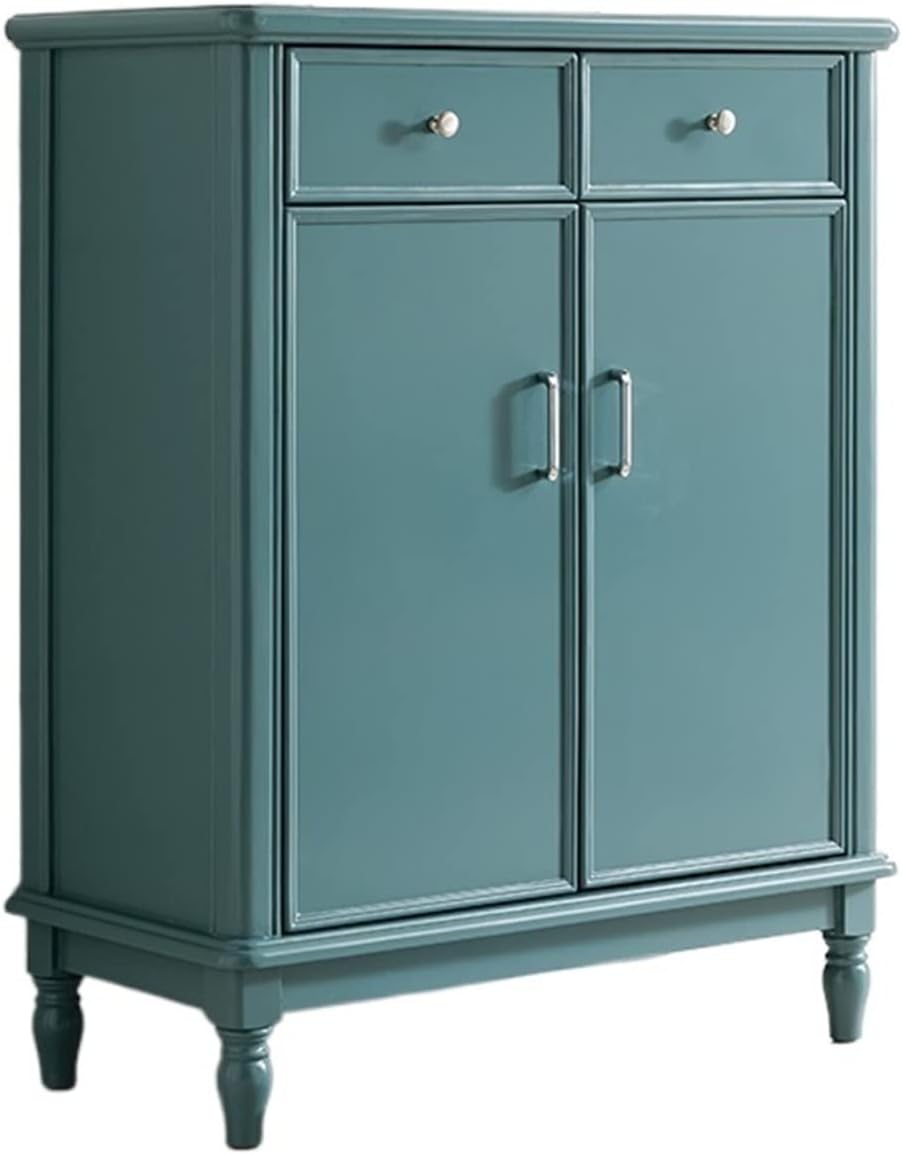 Solid Wood Wine Cabinet, Modern Minimalist Sideboard Porch Locker Tempered Glass Door Display Cabinet for Living Room MINGPING (Color : Green Shoe Cabinet)