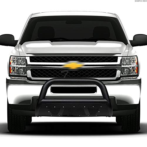 Textured Black Studded Mesh Bull Bar Brush Push Front Bumper Grill Grille Guard With Skid Plate For 06-10 Ford Explorer / 07-11 Explorer Sport Trac #TOP5