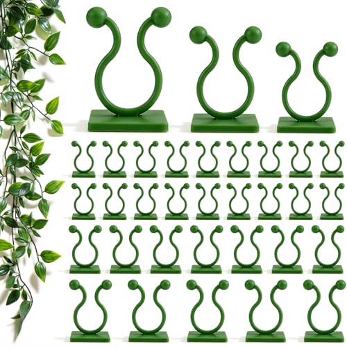WATMTIN 120 Pcs Plant Climbing Wall Fixture Clips, Green Plant Fixer with Self-Adhesive Hook, Fixing Clip Vines Holder for Indoor Outdoor Plants Support Cable Wire (Small, Medium, Large)