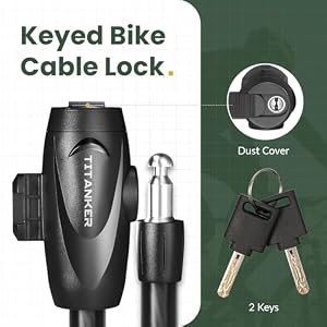 Titanker Bike Lock, Bike Lock Cable 4 Feet Coiled Secure Bicycle Locks with Keys Scooter Locks Bicycle Locker 1/2 Inch Thick Heavy Duty Anti Theft Bike Cable Lock with Mounting Bracket — photo 5 of 6