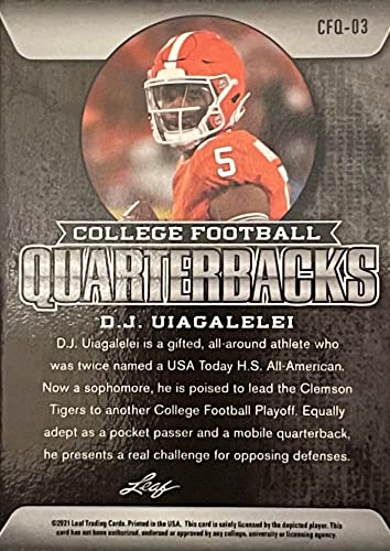 2021 Leaf Metal D.j. Uiagalelie Licensed, Authentic Football College Rookie Card - Silver Wave Parallel - Print Run Of Only 90 Cards Per Leaf - Clemson Tigers #TOP1