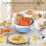 Audecook Hot Pot Electric, 1.7L Mini Electric Skillet Portable Nonstick Sauté Pan with Power Adjustment, Rapid Noodles Cooker Travel Multicooker for Steak/Soup/Egg/Oatmeal/Noodles - Image 4