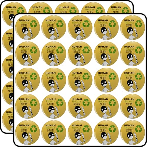 Human Recycle Brain Environmental Awareness Statement Eco Conscious Message 50pcs
