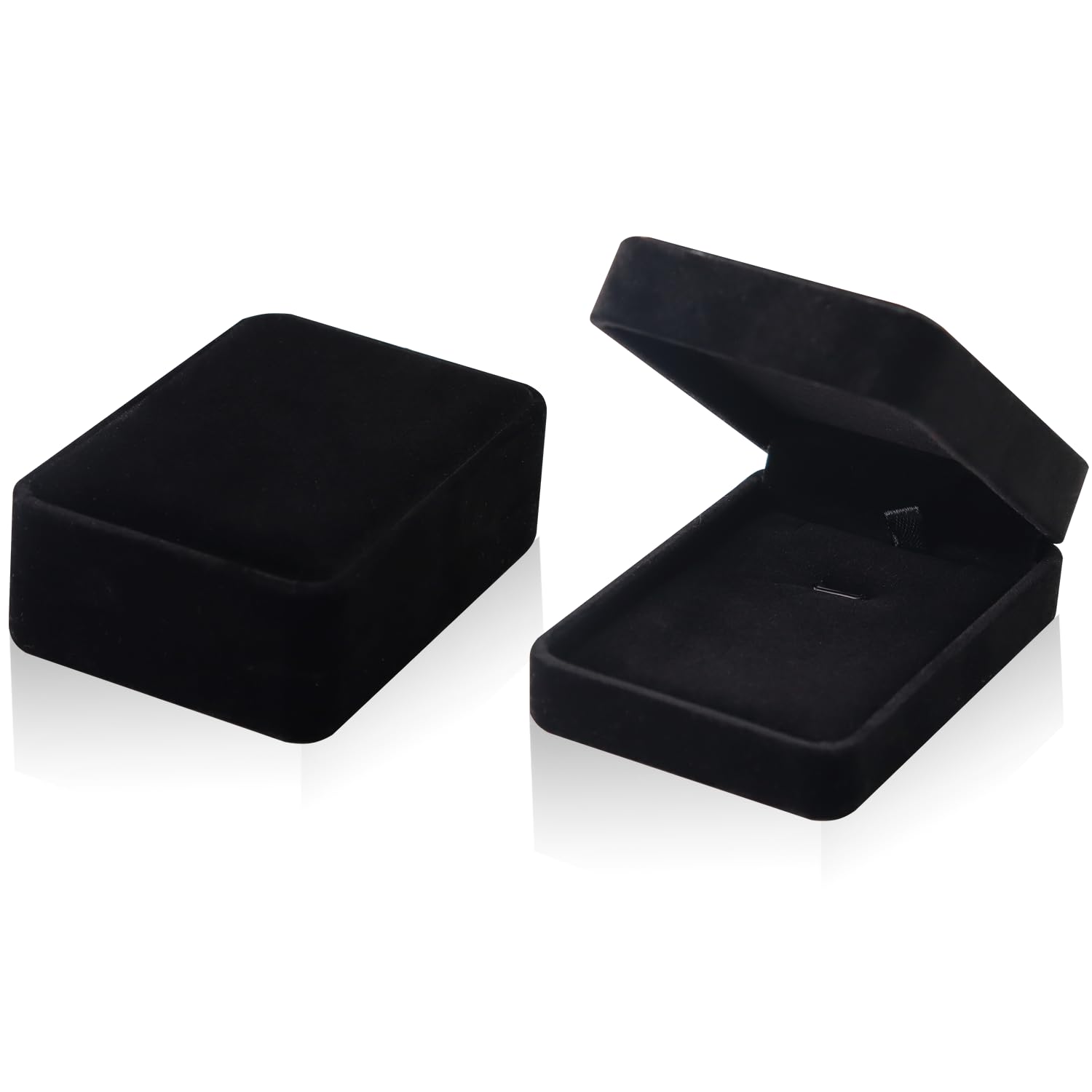 lvzhen2Pcs Jewellery Gift Boxes, 10x7x3.8cm Necklace Gift Boxes with Lid Velvet Pendant Gift Box for Birthday Anniversary Presents Christmas Boxes (Black)