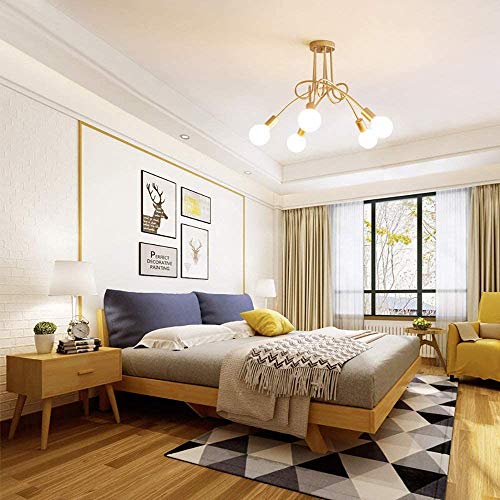 Home-Neat Lustre Pendente Sputnik Assimétrico Moderno 5 Lâmpadas E27 Luminaria de Teto (Ouro)