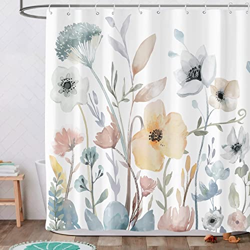 Lifezilla Floral Shower Curtain Boho Shower Curtain Cute Shower Curtains For Bathroom Shower Curtain Set Waterproof Fabric Shower Curtains Watercolor Bathroom Set With 12 Hook (72X72Inches) #TOP1