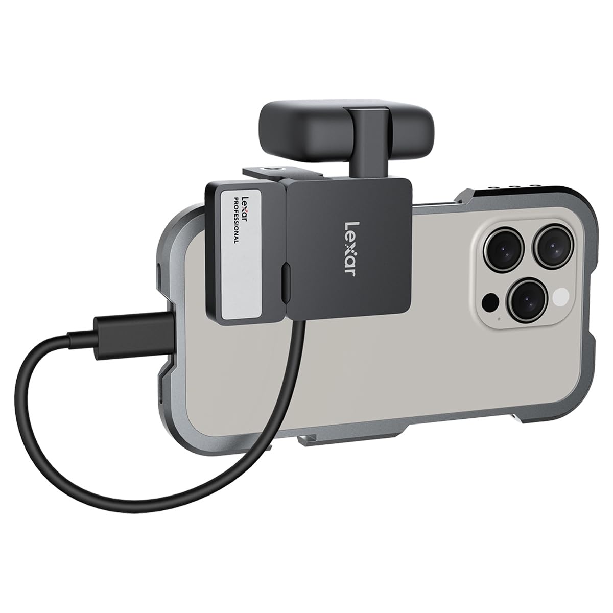 Lexar Professional Go USB 3.2 Gen 2 Type-C Portable SSD with Hub, Black - 1TB - Detailed View