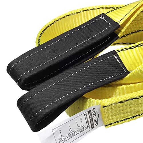 Partsam Premium Crane Towing Strap 12Feet X 2Inch Durable 3400Dtex - Heavy Duty Web Sling - Corrosion Resistance Polyester Industrial Flat Eye-Eye Ropes #TOP3