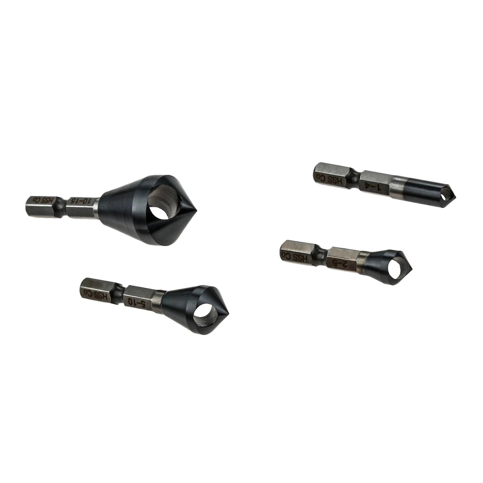 Set di 4 punte da trapano svasatore HSSCO M35, sbavatura al cobalto, smusso a 90 gradi, smussatura, tipo foro (1-4 2-5 5-10 10-15)