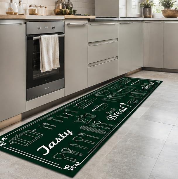 Image of HomeCloud Rubber Anti Fatigue Kitchen Rug Sets 2 Piece Non Slip Kitchen Mats for Floor Cushioned Kitchen Rugs and Mats Waterproof Comfort Standing Mat Runner for Kitchen (Fresh Bread Black)