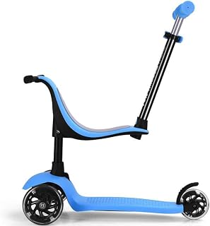 XBSLJ Kick Scooter, Kids Scooter Wheels Scooter with Flashing Led Light with Lightweight Adjustable Removable Seat 50Kg Load for Aged 12Months to 8 Year Old-Blue