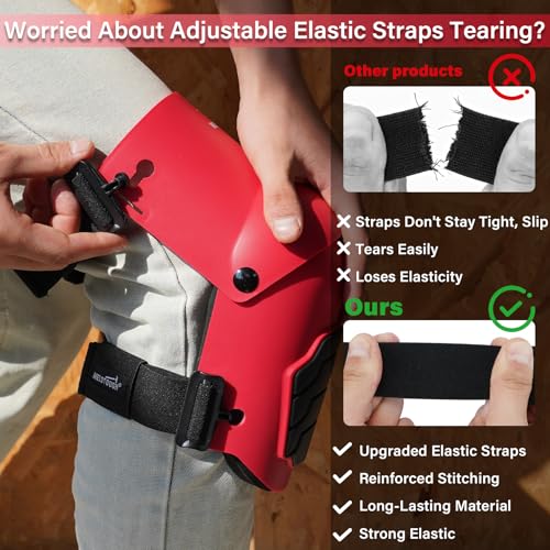 Image of MELOTOUGH Knee Pads for Work,Construction,Flooring,Gardening-Comfortable and Flexible(Red)