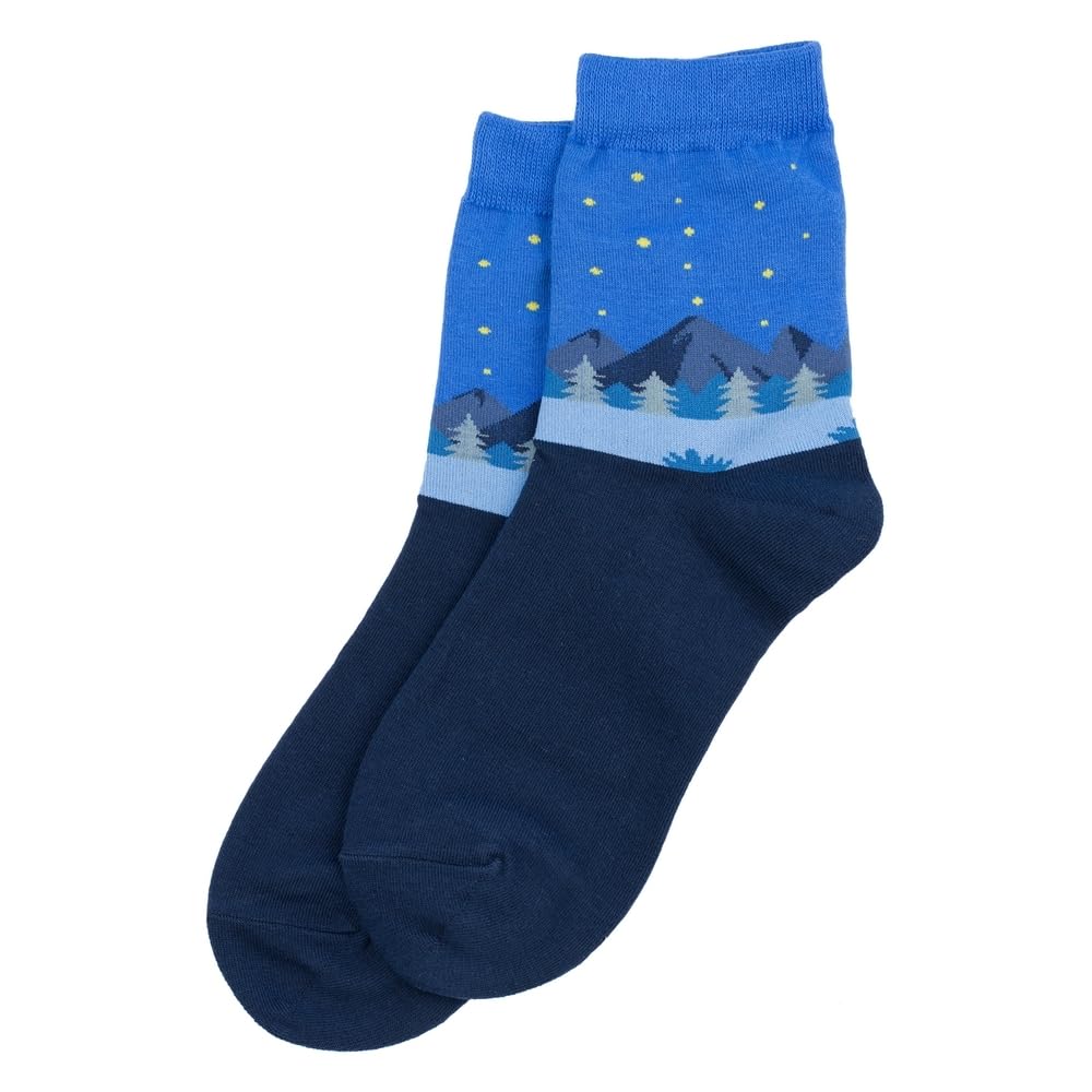 JOE COOL Unisex Cotton & Spandex Socks Mountain Scene Multicolour