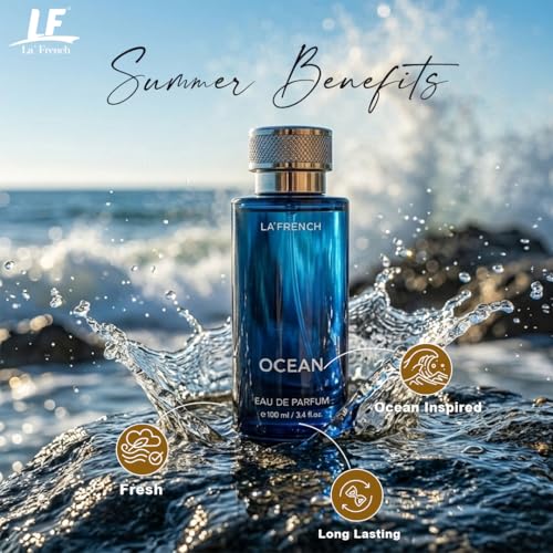Image of La French Ocean Unisex Perfume 100ml | Long-Lasting Premium Perfume | Fresh & Bold Fragrance with Bergamot, Lavender & Lemon Notes | Premium Perfume for Men & Women