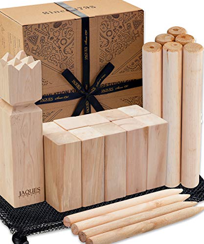 Jaques of London Kubb Jeu de plein air | Jeux de jardin pour les familles | Jeu Kubb de taille réglementaire | Jeux d'extérieur en bois | Depuis 1795