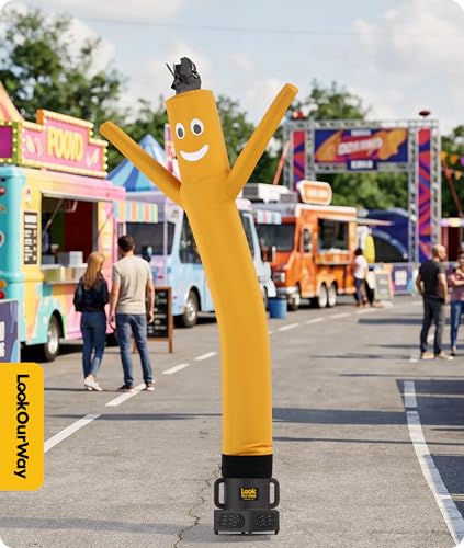 Image of LookOurWay Air Dancers Wacky Waving Inflatable Tube Man Attachment - 7 Feet Tall Advertising Air Dancer Waving Man Inflatable Tube Guy - Blower Not Included - Yellow