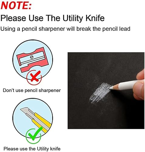Miniatura 6 de Juego de lápices profesionales de carbón blanco, 8 lápices de bocetos con resaltes, lápices de tiza blanca para dibujar, bosquejar, sombrear,