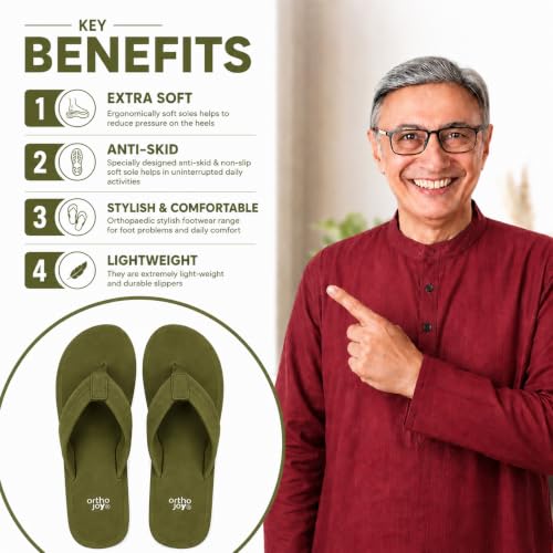 Image of ORTHO JOY Men Doctor Ortho slippers | Extra Soft comfortable and stylish flip flop slippers for Men in exciting colors |Lightweight | Anti Skid | Daily Use Chappal