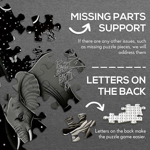 Elephant Moon Yin Yang Puzzle 1000 Piece for Adults, Stars River Tree Fantasy Jigsaw Puzzle, Galaxy Butterfly Mountains Animals Puzzles - Image 9