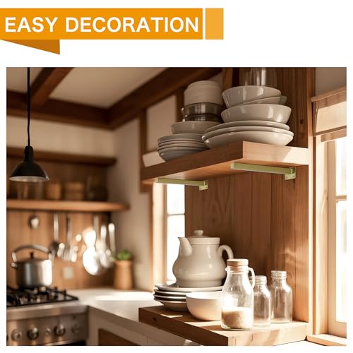 6 Pcs Gold Shelf Bracket 10 Inch Heavy Duty Brackets for Shelf Metal Wall Floating Shelving Brackets Industrial Shelf Brackets for Space Saving by EZYDECOR - Used condition - Image 4