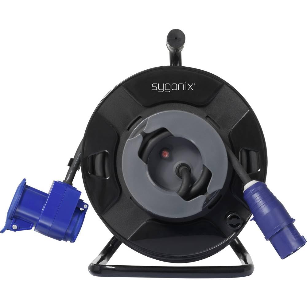 Sygonix SY-6684366 Kabeltrommel 25 m Schwarz CEE-Cara-Stecker
