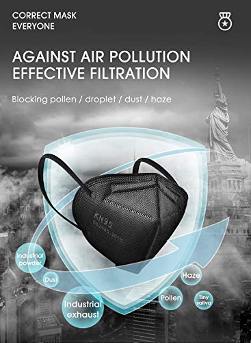 KN95 Face Mask 25 Pack, Included on FDA EUA List, Filter Efficiency≥95%, 5-Ply Black KN95 Masks Protection Against PM2.5, Fire Smoke, Dust Cup Dust Mask Black - Thumbnail 3
