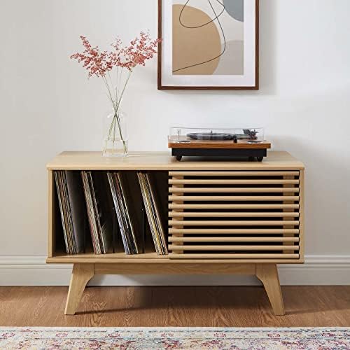 Modway Render MidCentury Modern 37" Vinyl Record Display